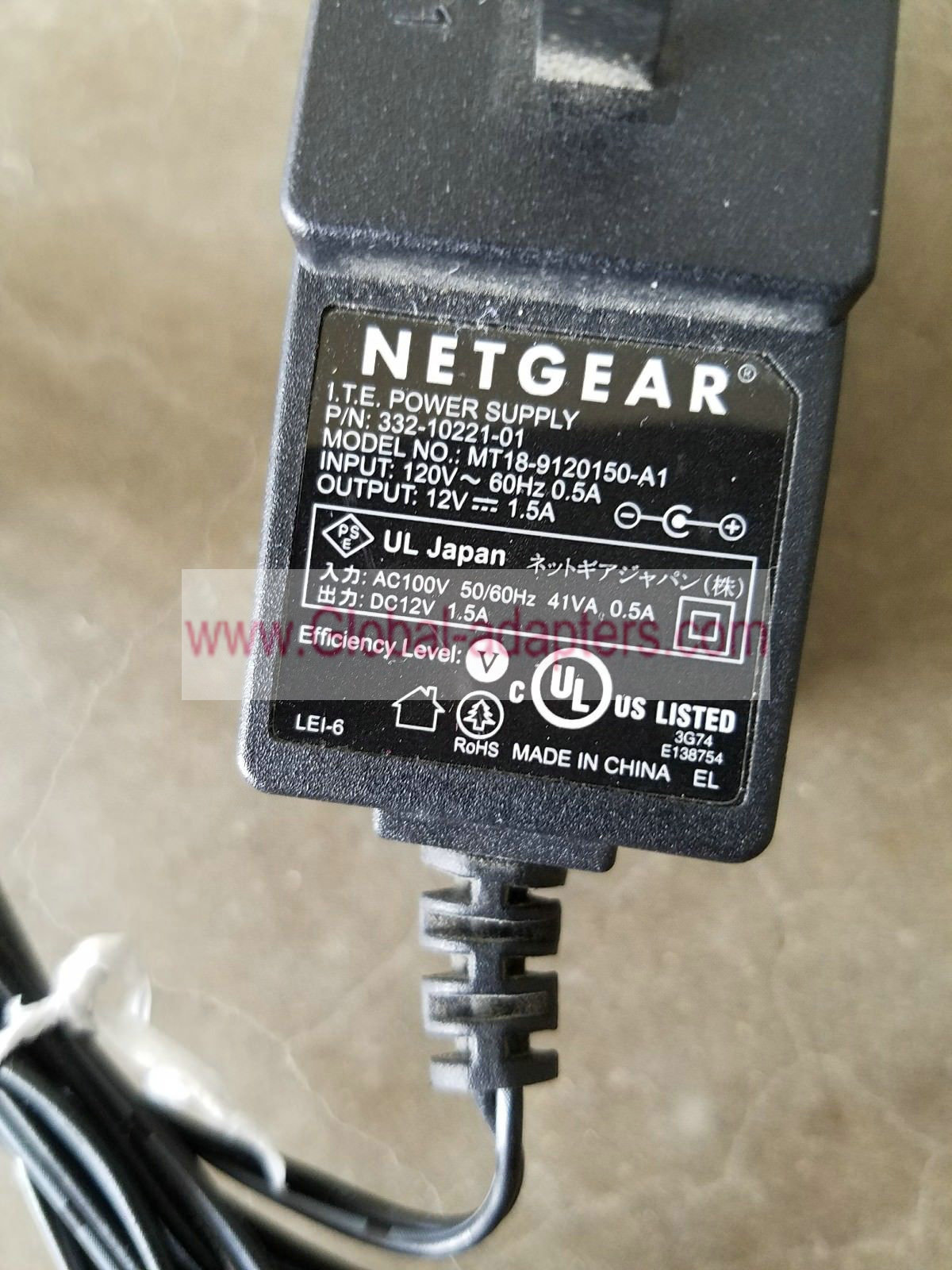 New Netgear 332-10221-01 MT18-9120150-A1 Power Supply 12V DC 1.5A ac adpater - Click Image to Close